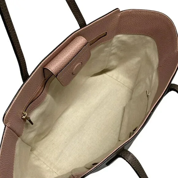 Auth GUCCI Swing 354408 Brown Pink Leather Tote Bag - Picture 10 of 16